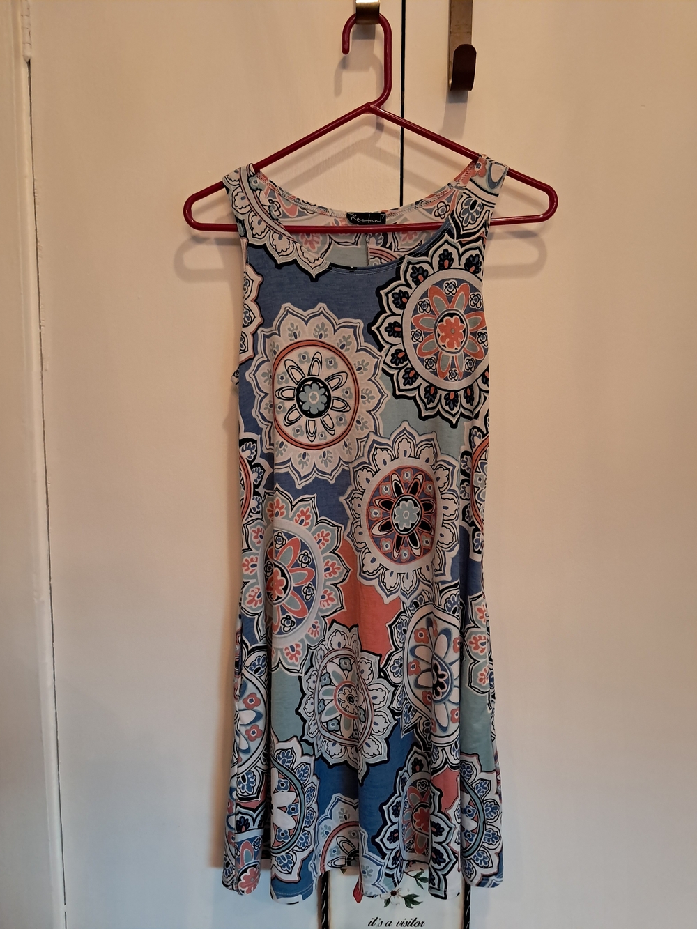 Rachel Zoe Blue, Coral & Cream Medallion Tank Top